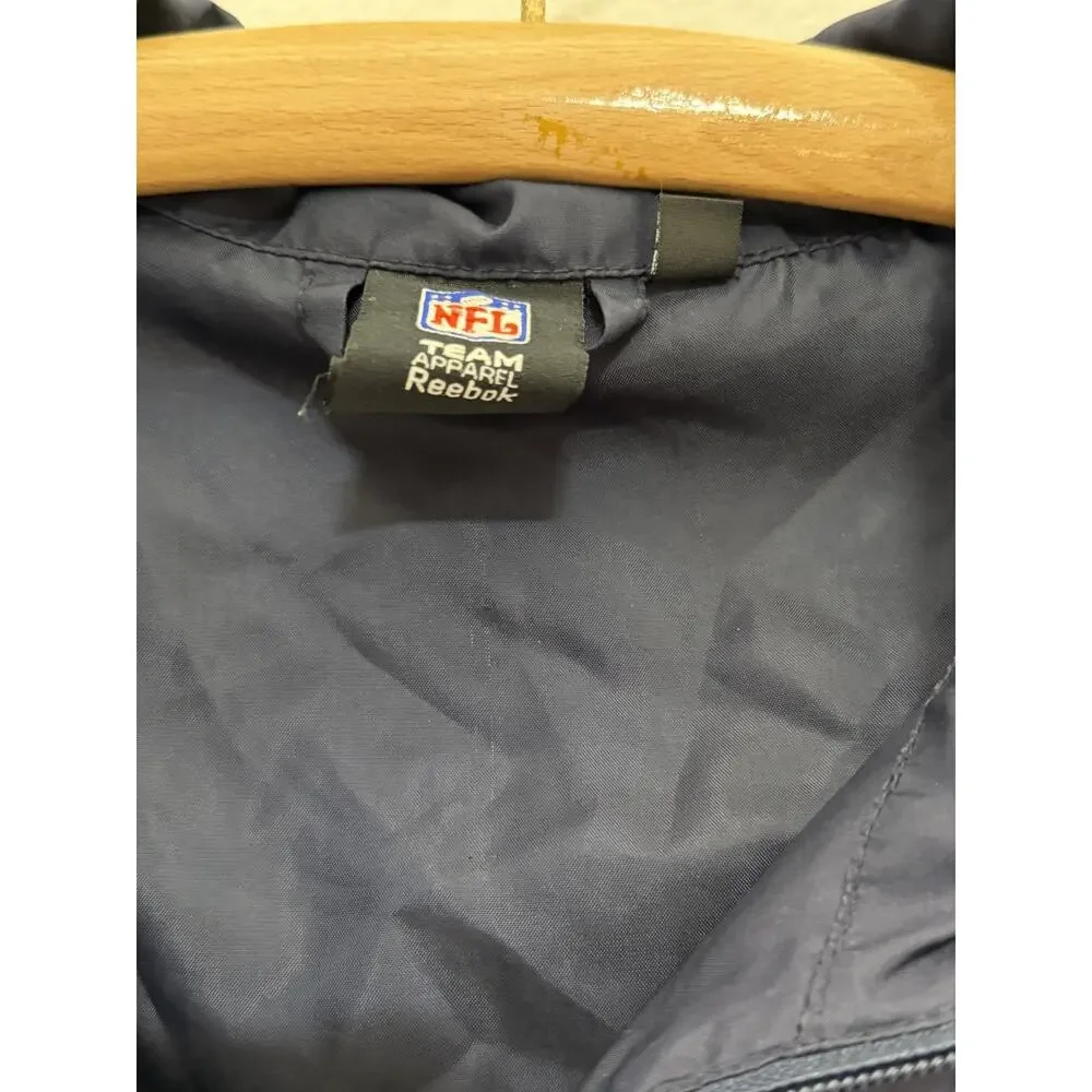 Dallas Cowboys Reebok Windbreaker Jacket Men’s Large Navy Gray NFL Full Zip